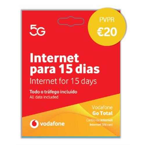 CARTÃO VODAFON.DADOS GO 15 DIAS 20,00