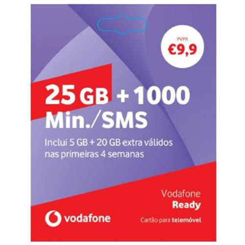 CARTÃO VODAFONE READY 25G 9,90