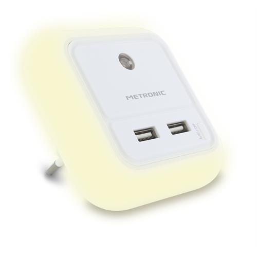 CARREG METRONI.2xUSB+ SENSOR LUZ-495022